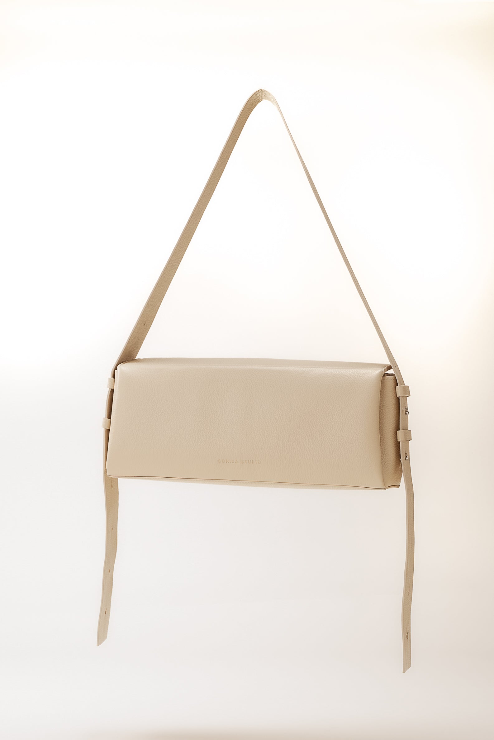 Sac Allongé à Bandoulière Ajustable Sothéary - Cuir grainé ivoire