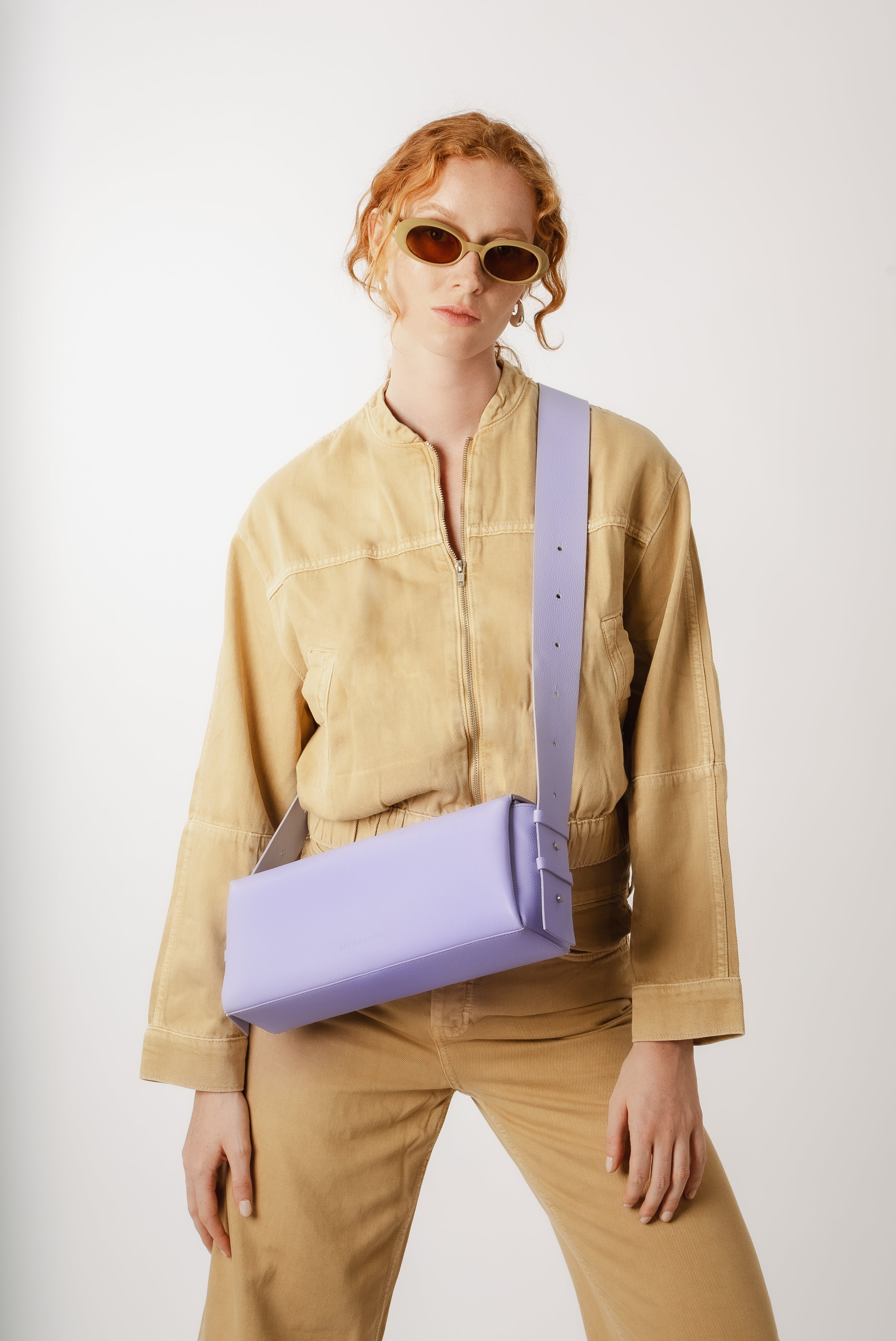 Sac Allongé à Bandoulière Ajustable Sothéary - Cuir grainé lilas