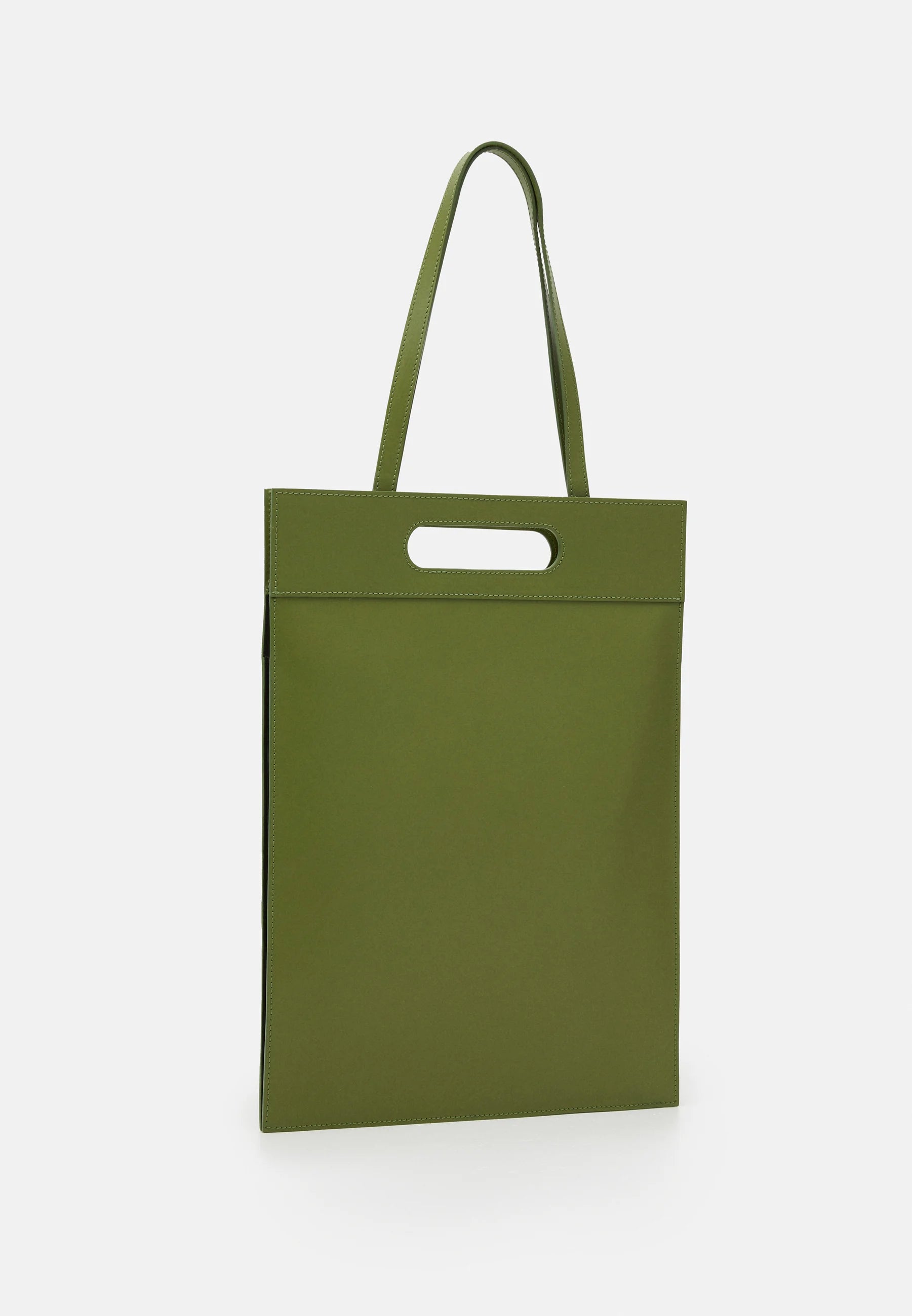 Cabas plat ordinateur Sarany - Cuir vert