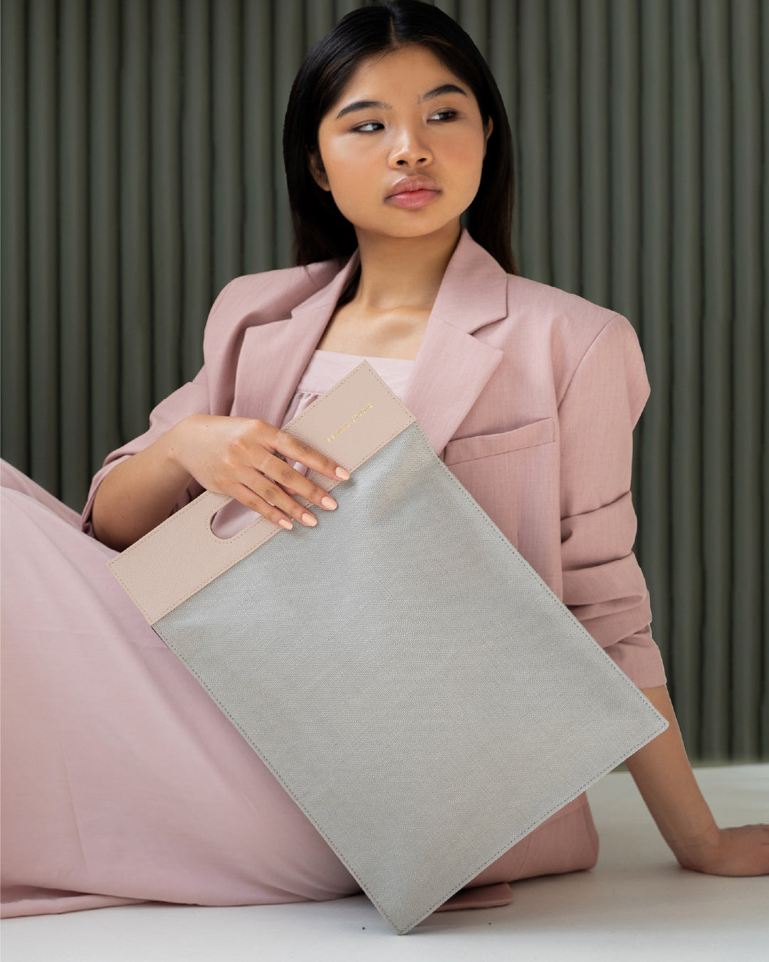 Cabas plat ordinateur Sarany - Lin Upcyclé Jade