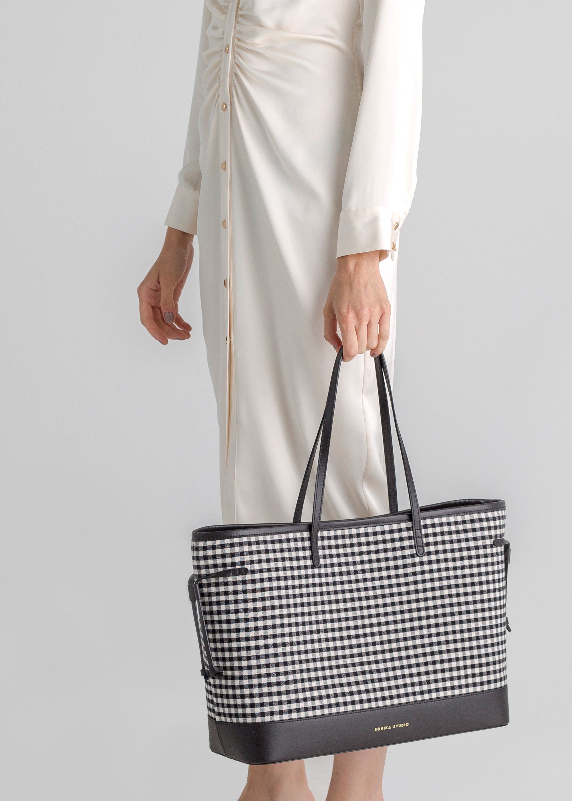 Grand Cabas Shopping Sovany - Noir & Blanc