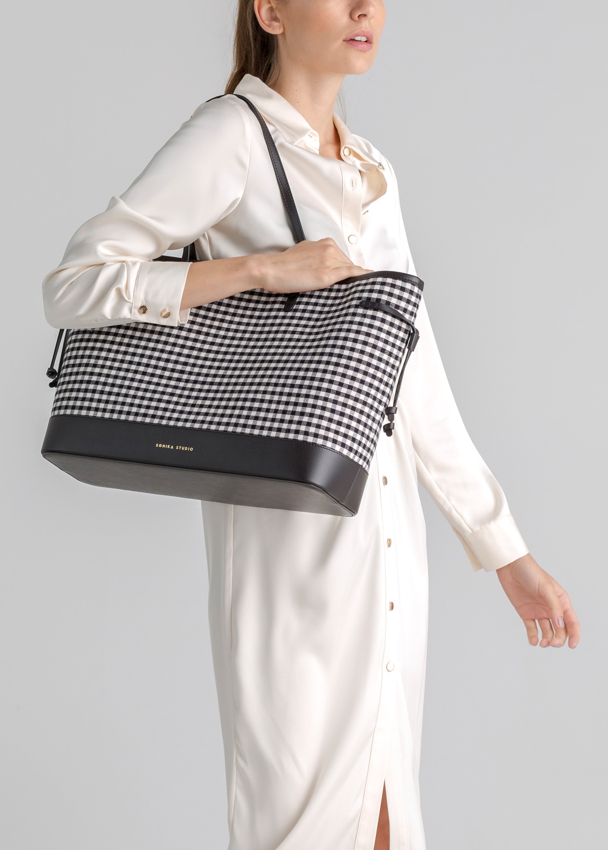 Grand Cabas Shopping Sovany - Noir & Blanc