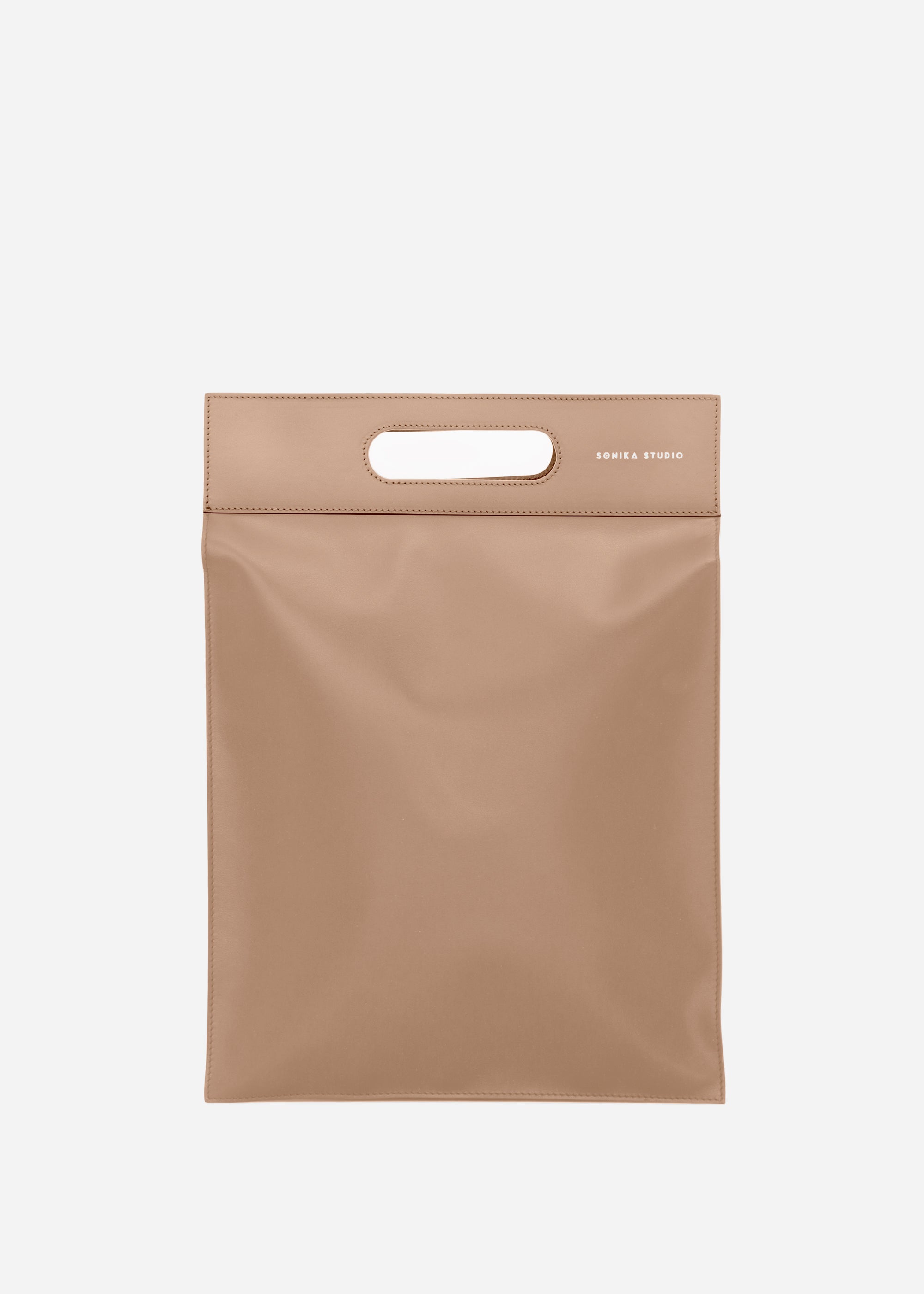 Flat Laptop Tote Bag Sarany - Hazelnut leather
