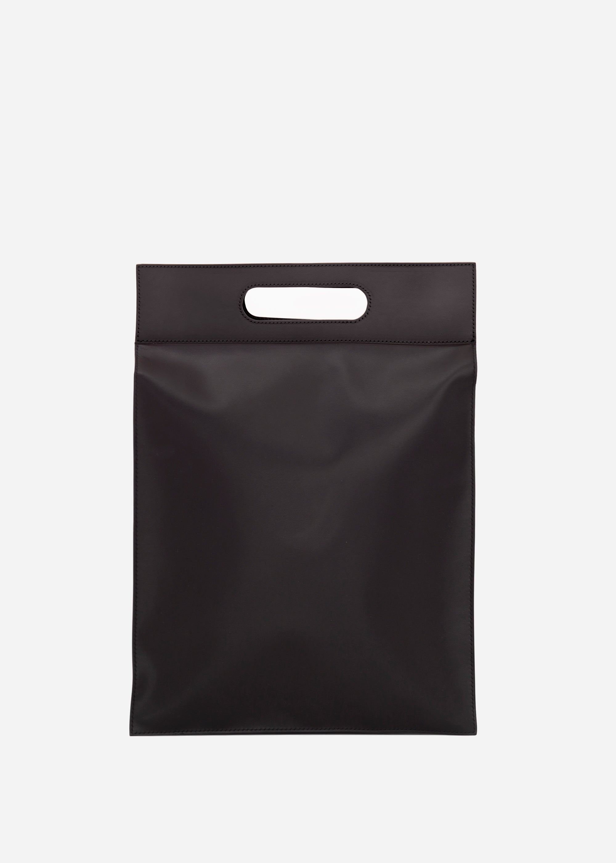 Flat Laptop Tote Bag Sarany - Black leather