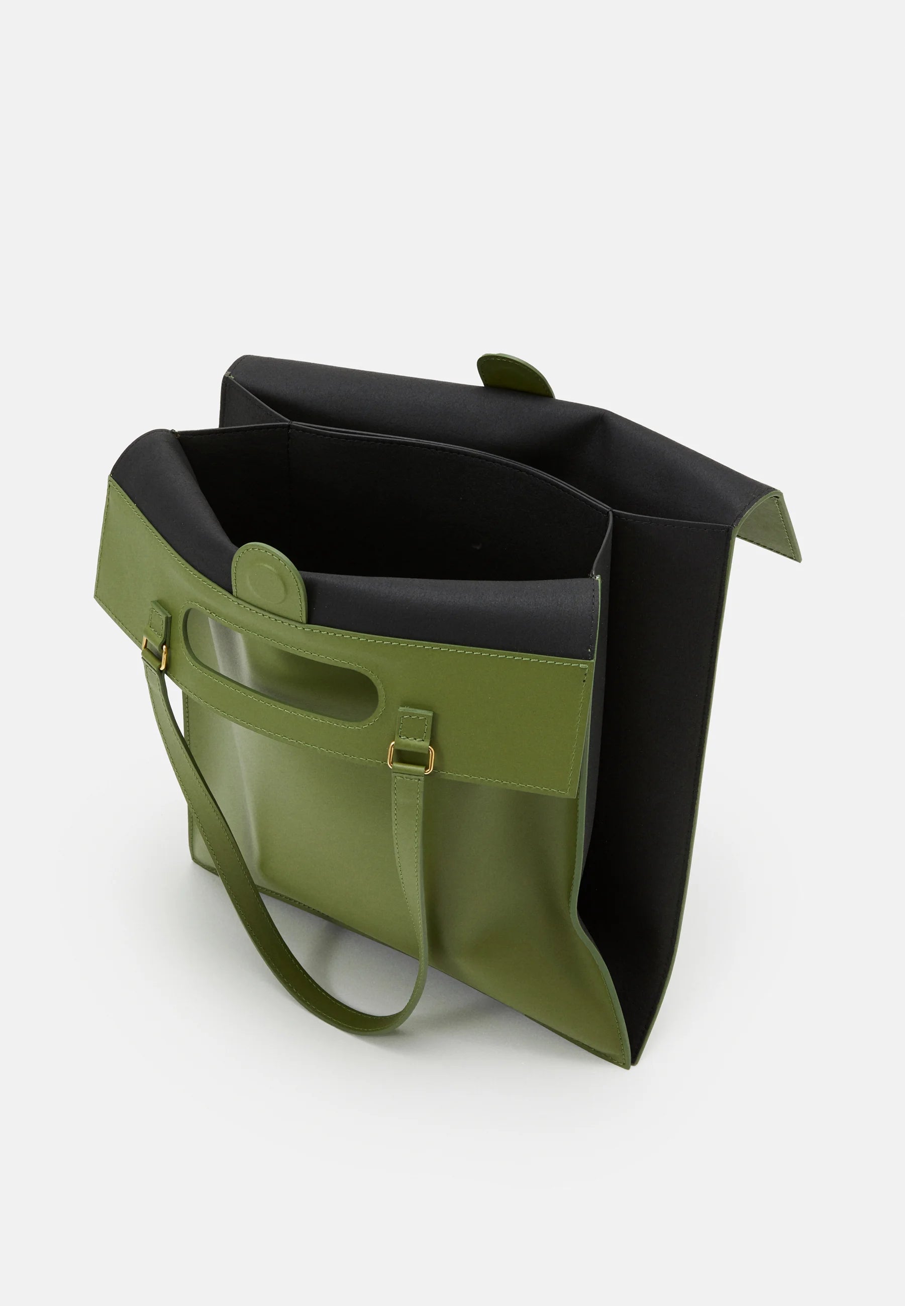 Flat Laptop Tote Bag Sarany - Green leather